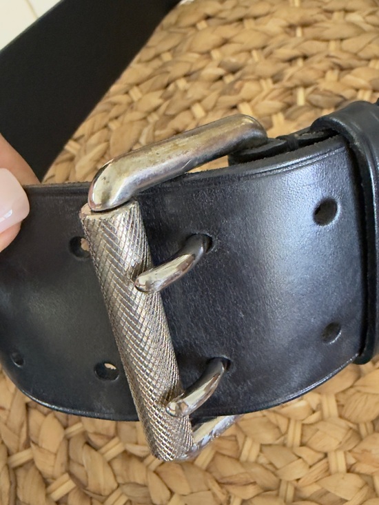 Ralph Lauren Black Leather double prong Belt with Silver-Tone Buckle main image 2